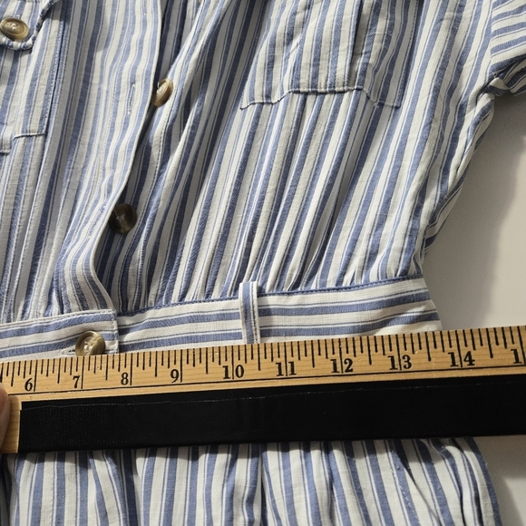 Flying Tomato Striped Jumpsuit with Belt, Button Down, Short Sleeve, S - Picture 5 of 14